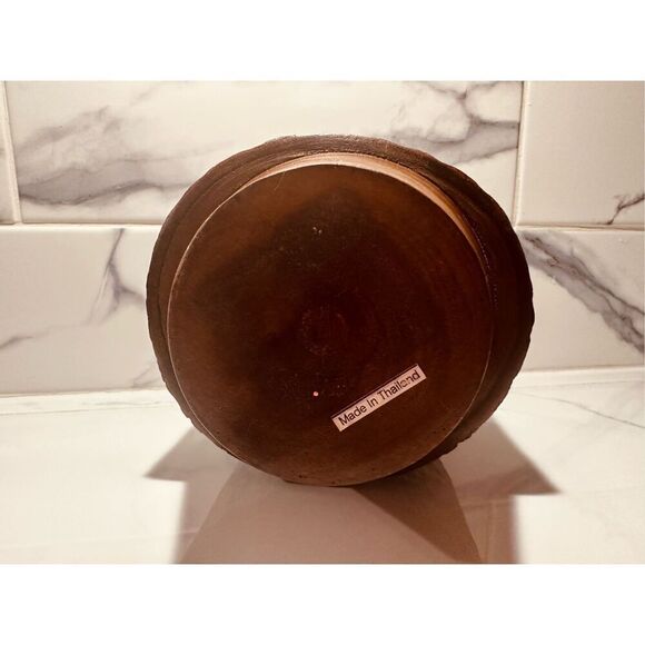 Vintage Hand Engraved Wooden Urn Vase Made in Thailand - Picture 5 of 7